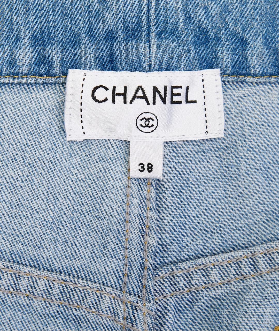 CHANEL Синие хлопковые прямые джинсы, фото 6