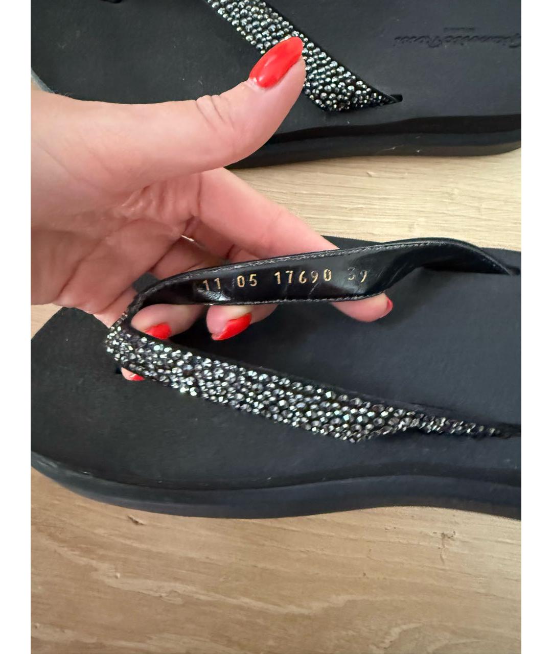 GIANVITO ROSSI Черные шлепанцы, фото 4