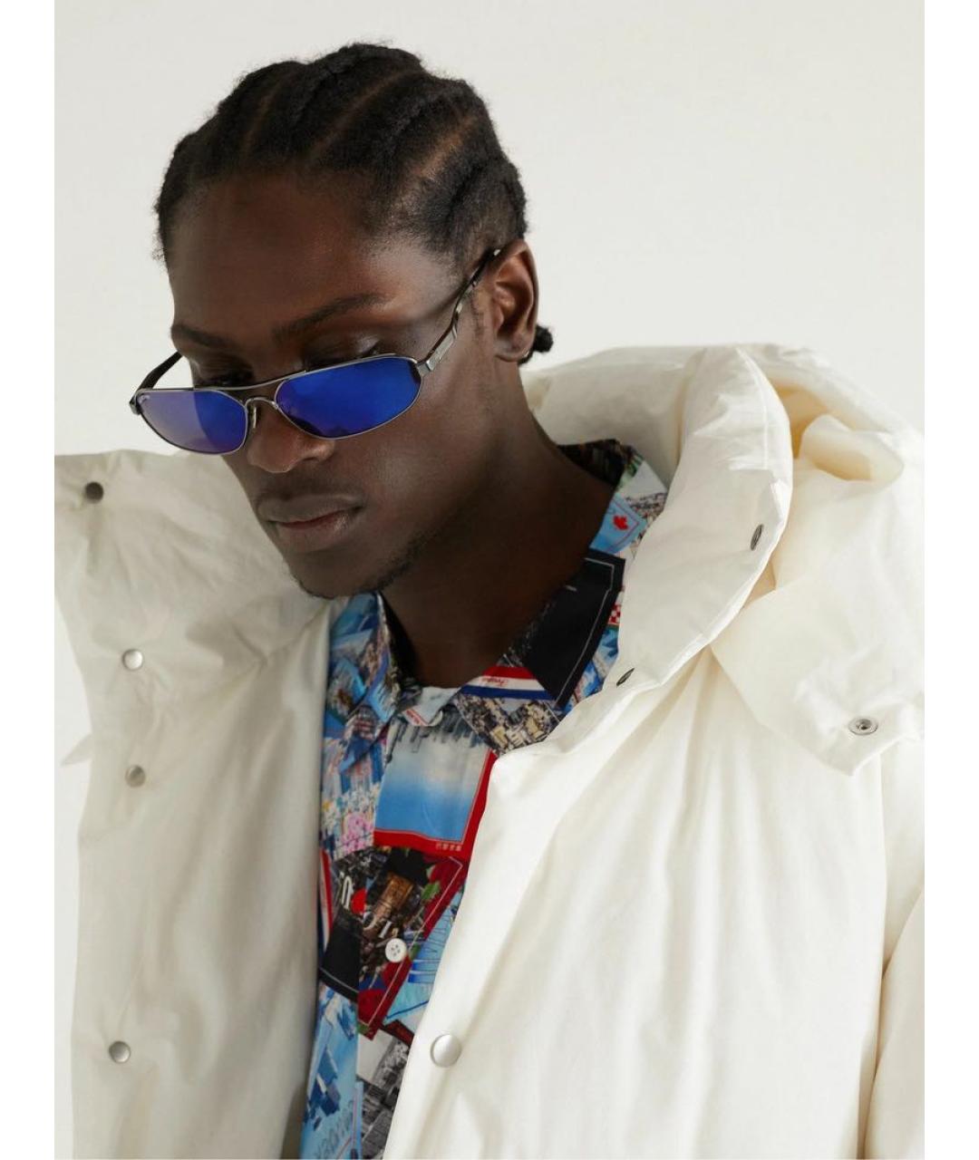 BALENCIAGA Синие металлические солнцезащитные очки, фото 4
