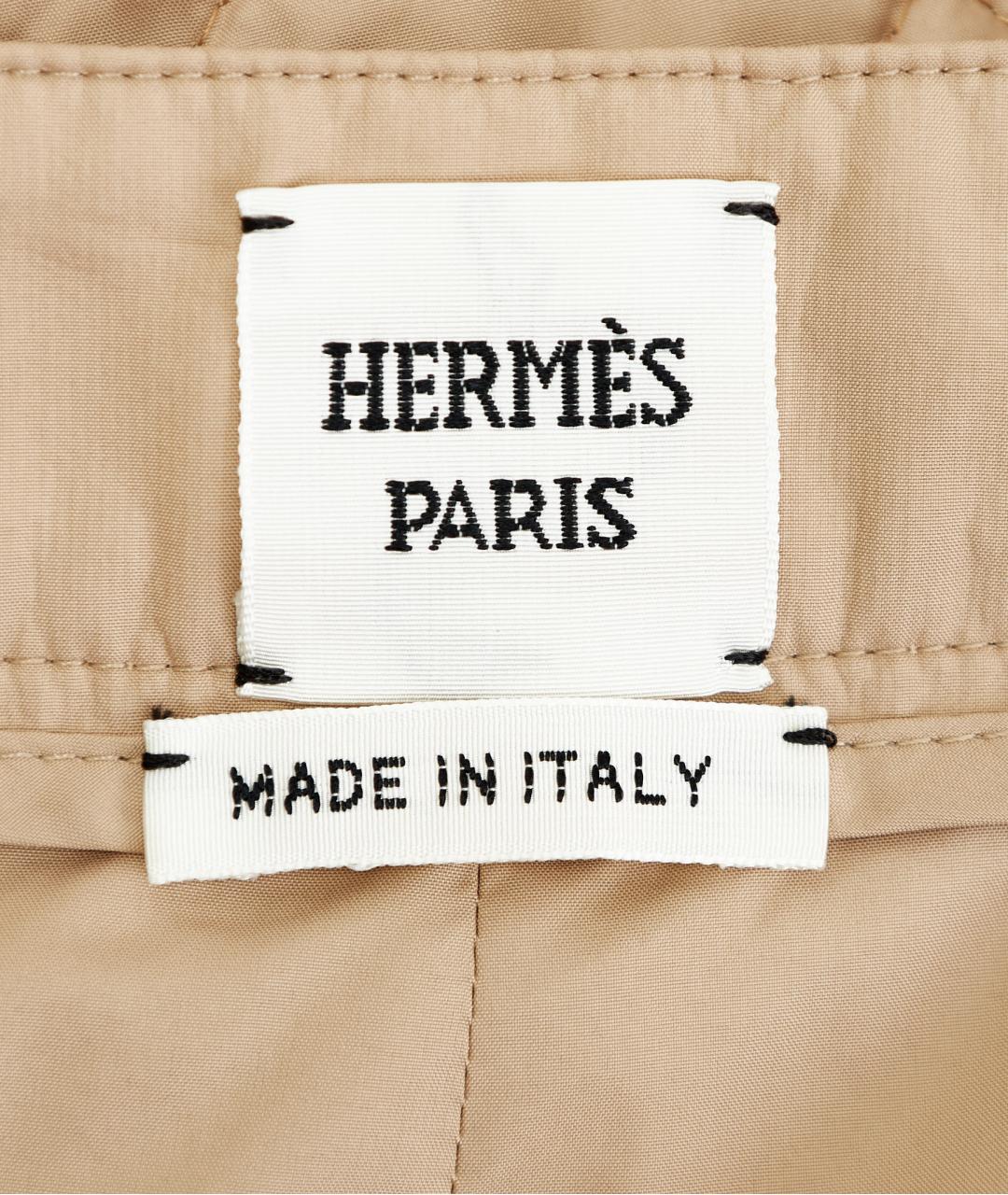 HERMES Бежевые полиэстеровые прямые брюки, фото 7