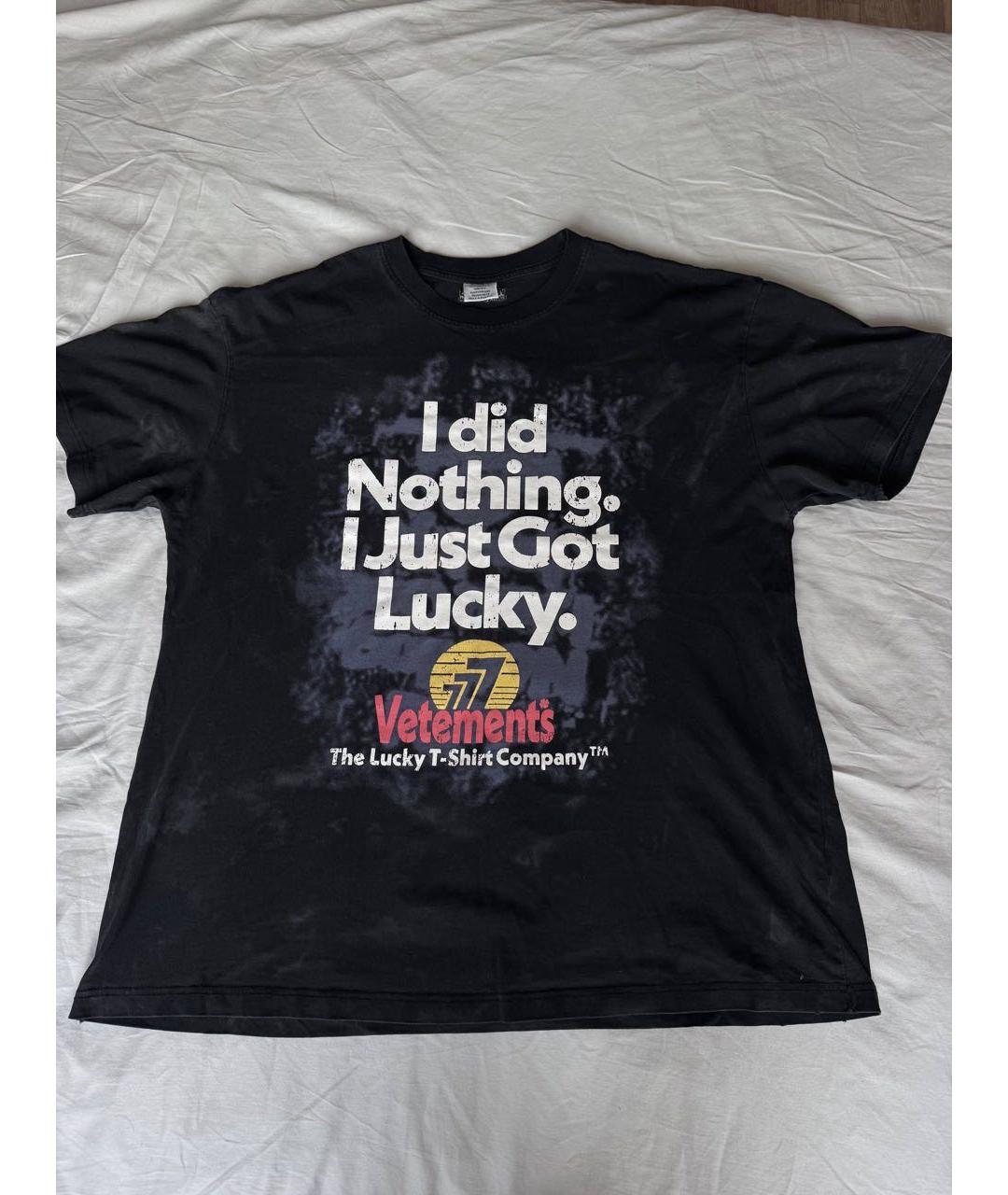 VETEMENTS Черная хлопковая футболка, фото 2