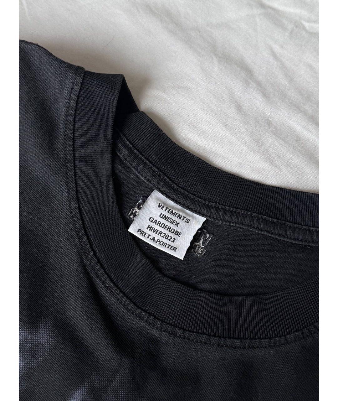 VETEMENTS Черная хлопковая футболка, фото 3