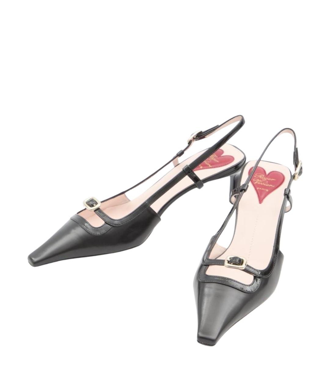 ROGER VIVIER Черные кожаные туфли, фото 5