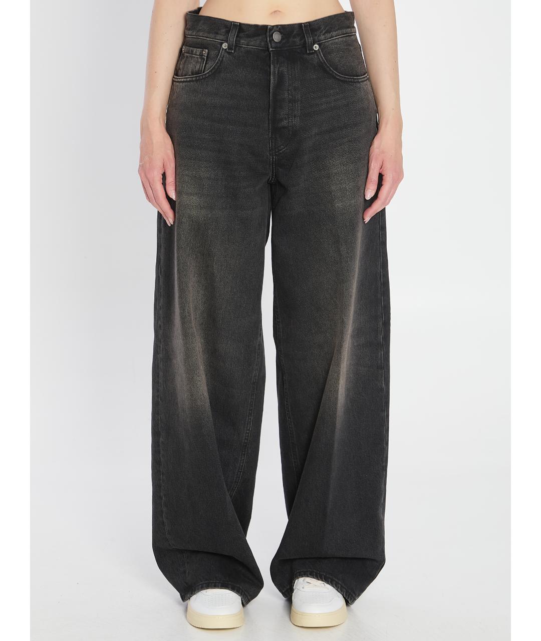 HAIKURE Черные хлопковые прямые джинсы, фото 2