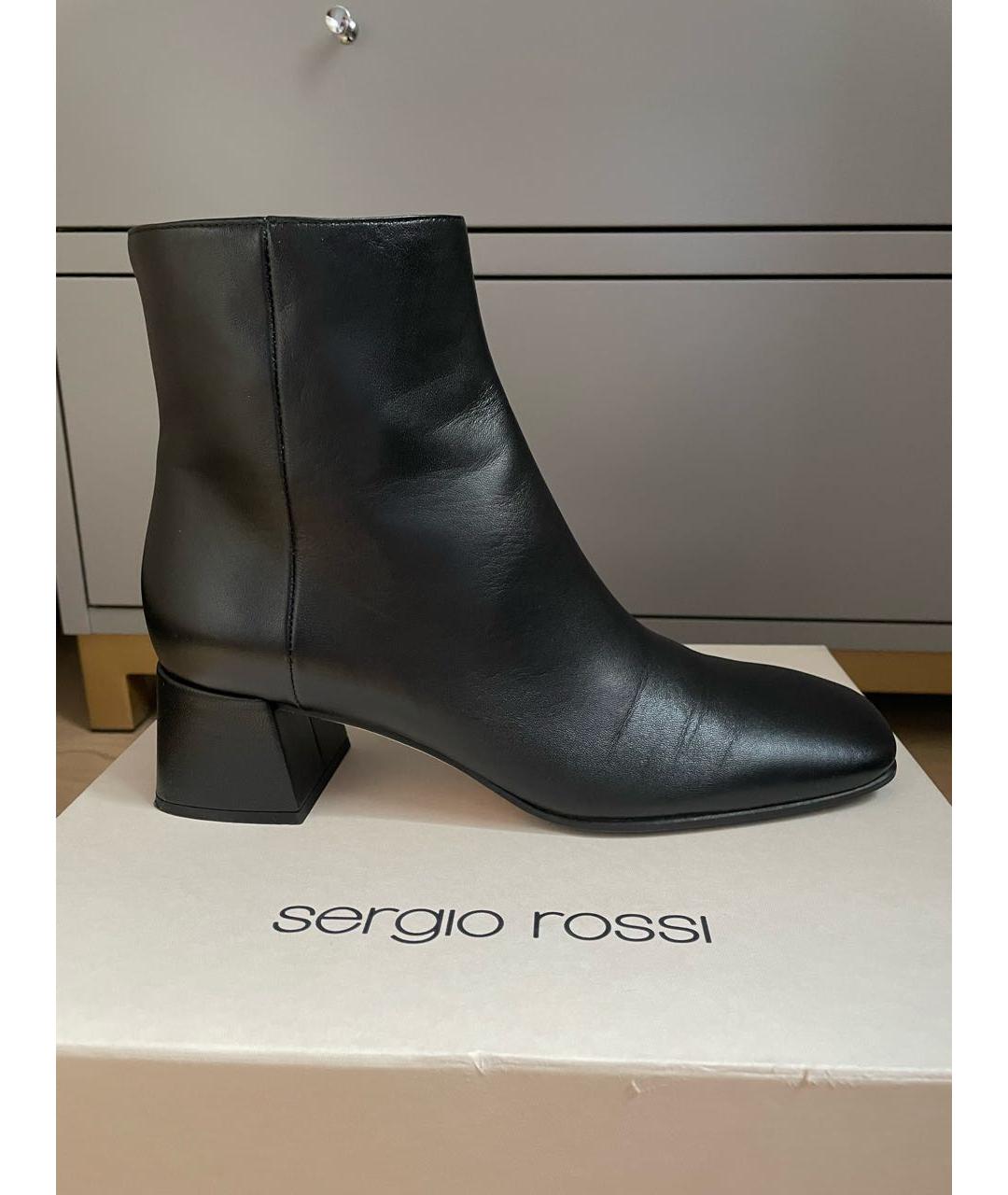 SERGIO ROSSI Черные кожаные ботильоны, фото 6