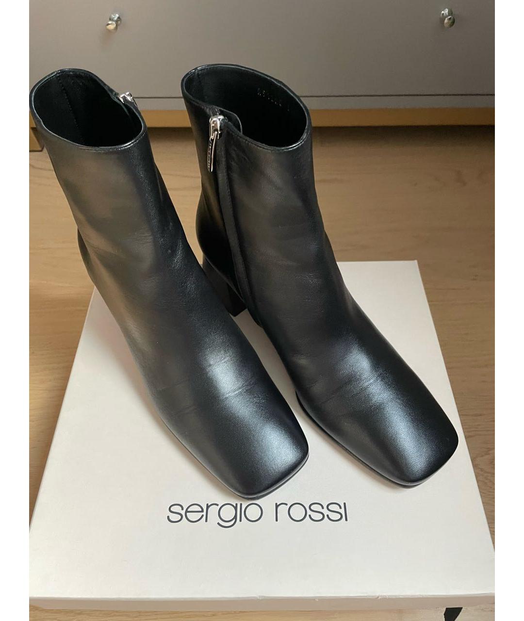 SERGIO ROSSI Черные кожаные ботильоны, фото 2