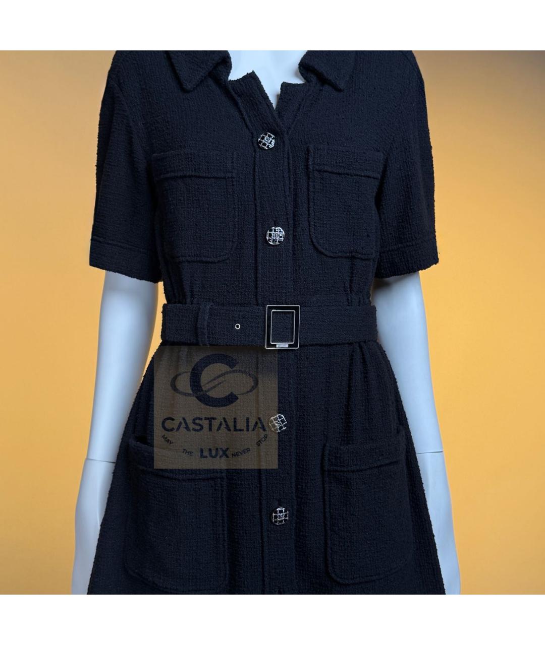 CHANEL Черное твидовое коктейльное платье, фото 5