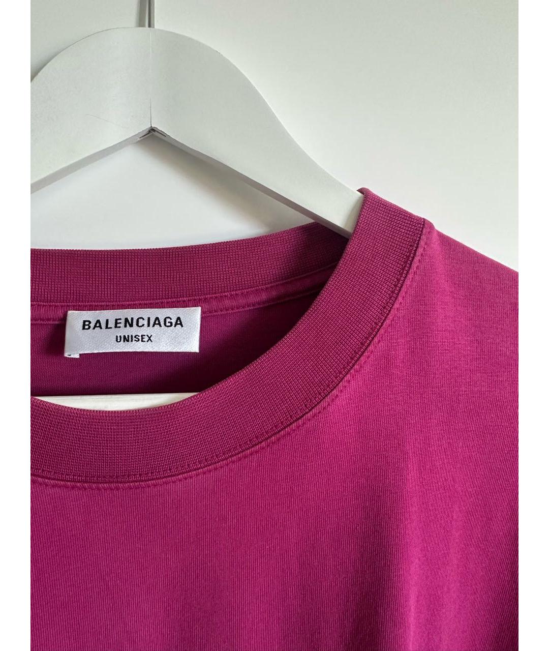 BALENCIAGA Фуксия хлопковая футболка, фото 4