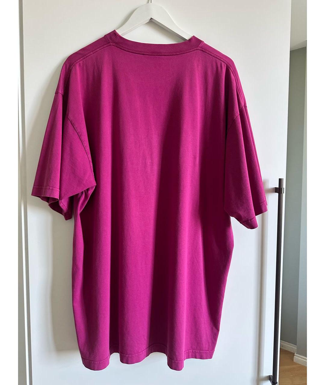 BALENCIAGA Фуксия хлопковая футболка, фото 2
