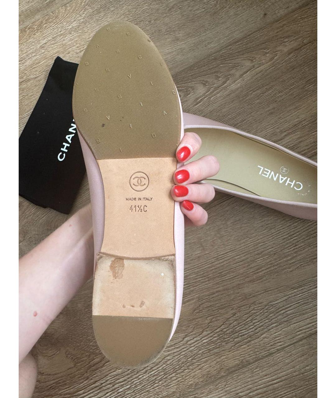 CHANEL Розовые кожаные балетки, фото 5