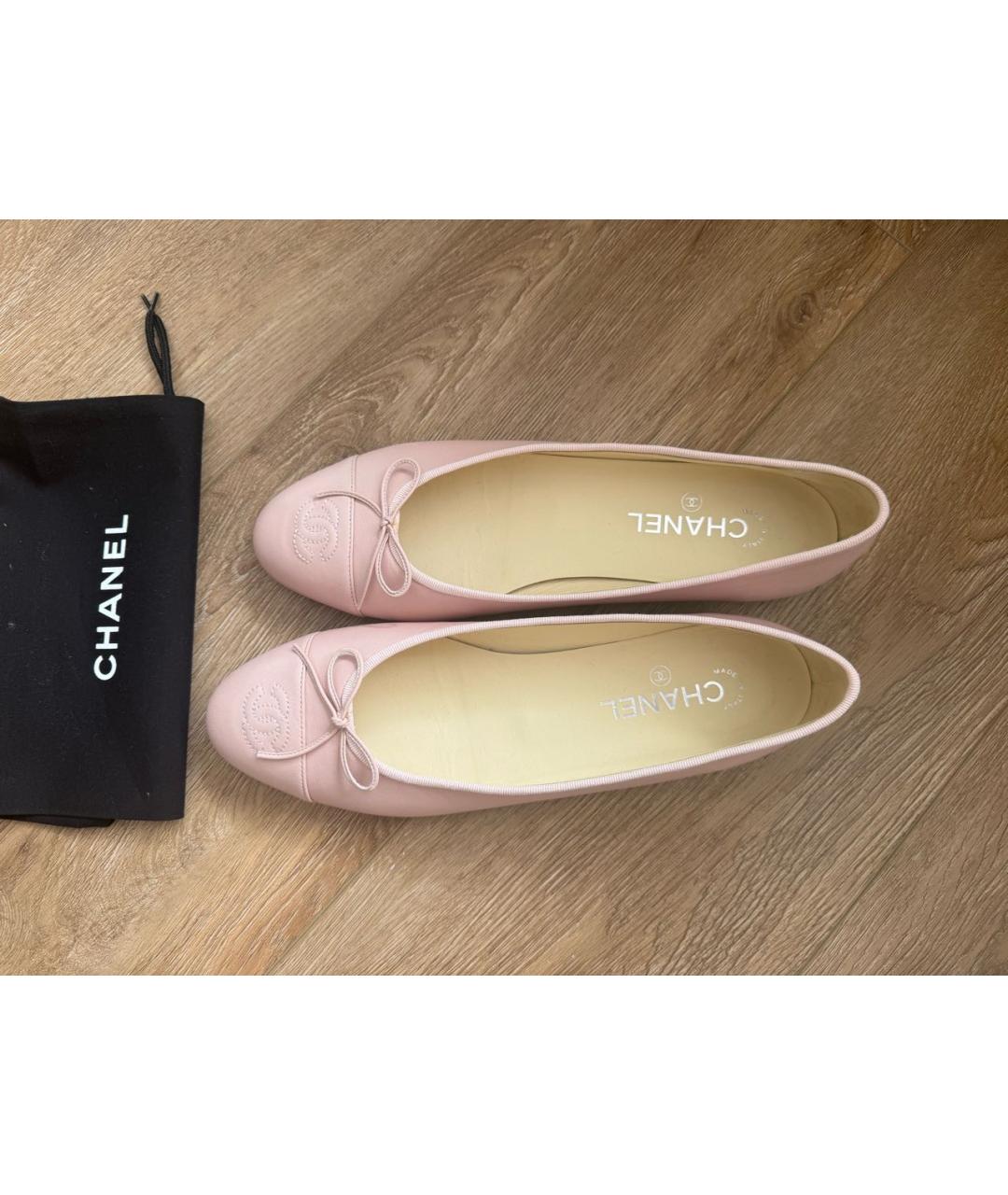 CHANEL Розовые кожаные балетки, фото 3