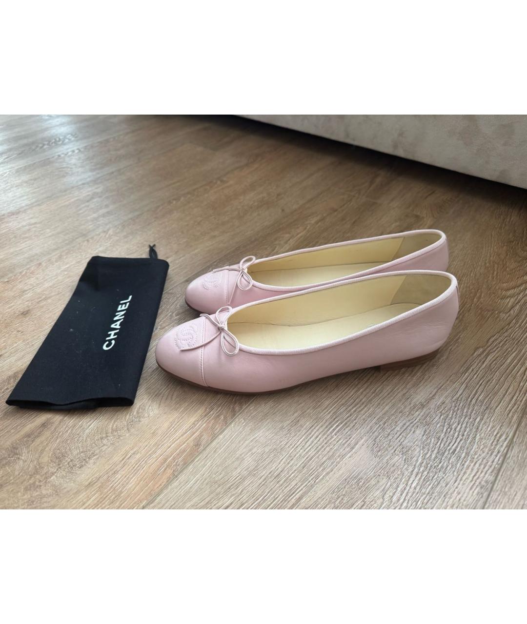 CHANEL Розовые кожаные балетки, фото 6