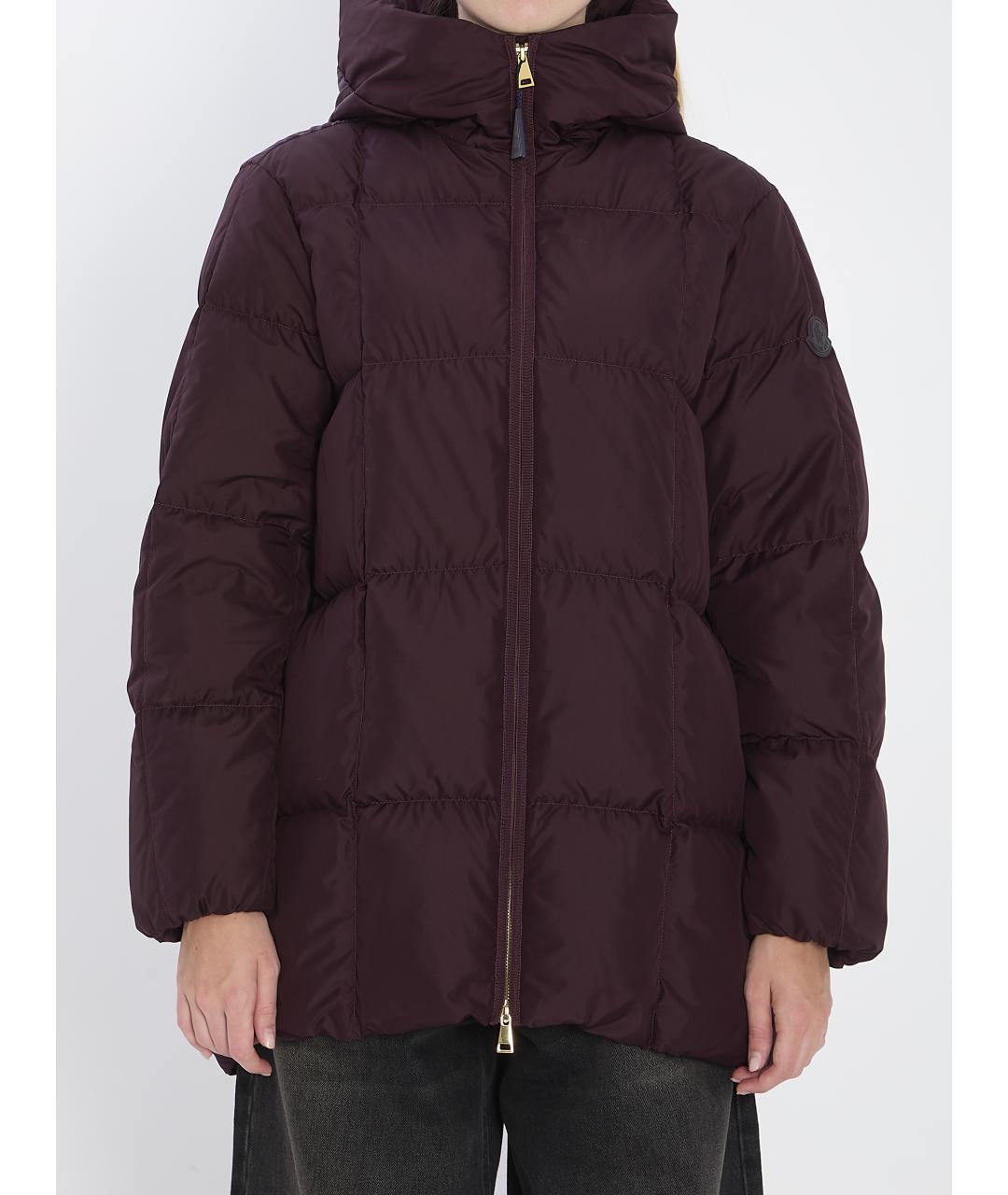 MONCLER Бордовый полиэстеровый пуховик, фото 2