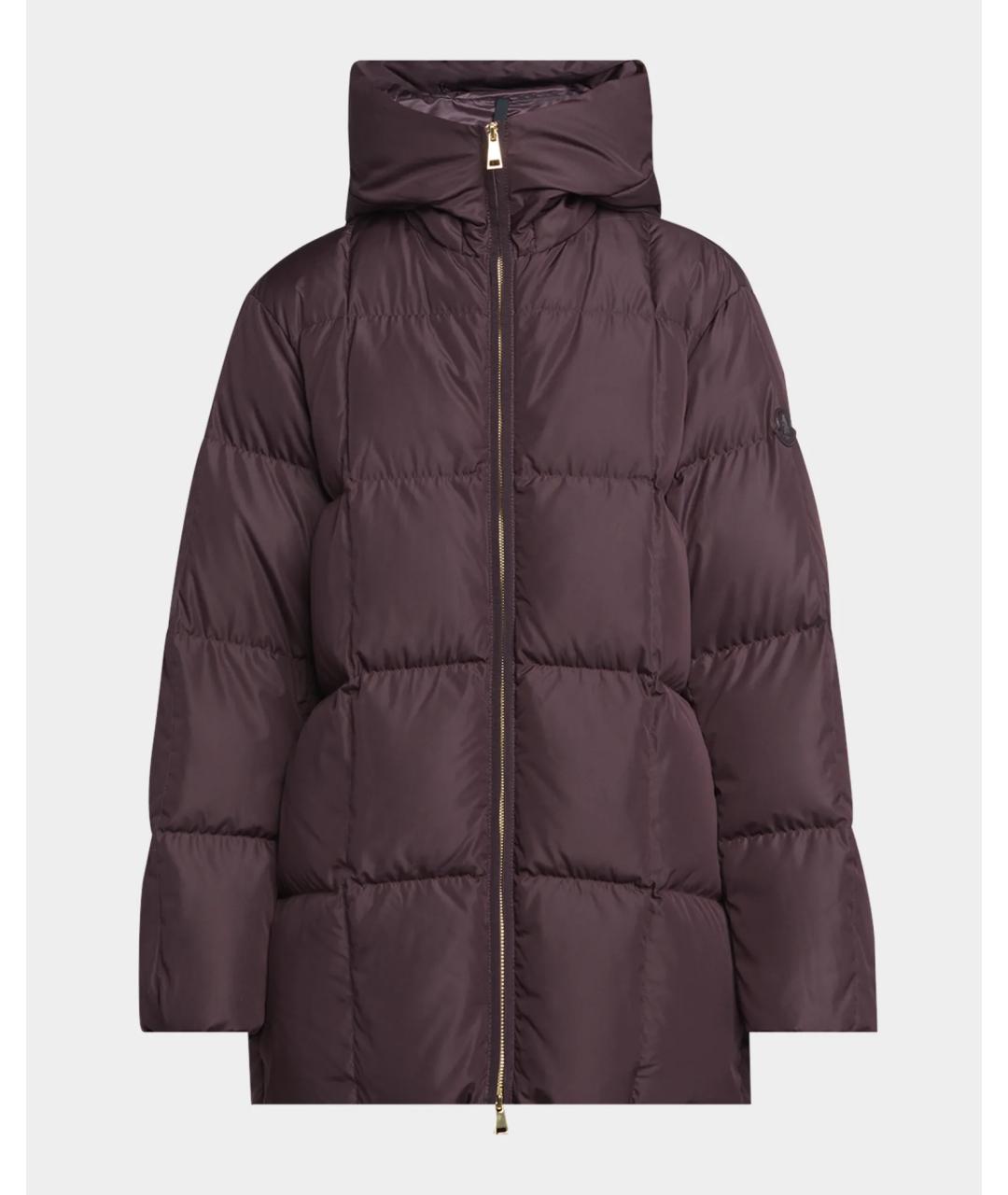 MONCLER Бордовый полиэстеровый пуховик, фото 6