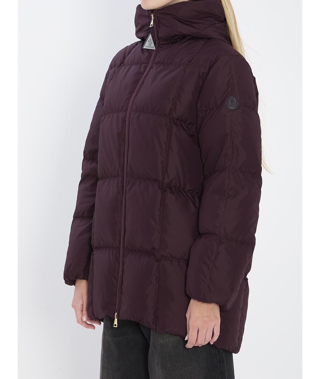 MONCLER Бордовый полиэстеровый пуховик, фото 3
