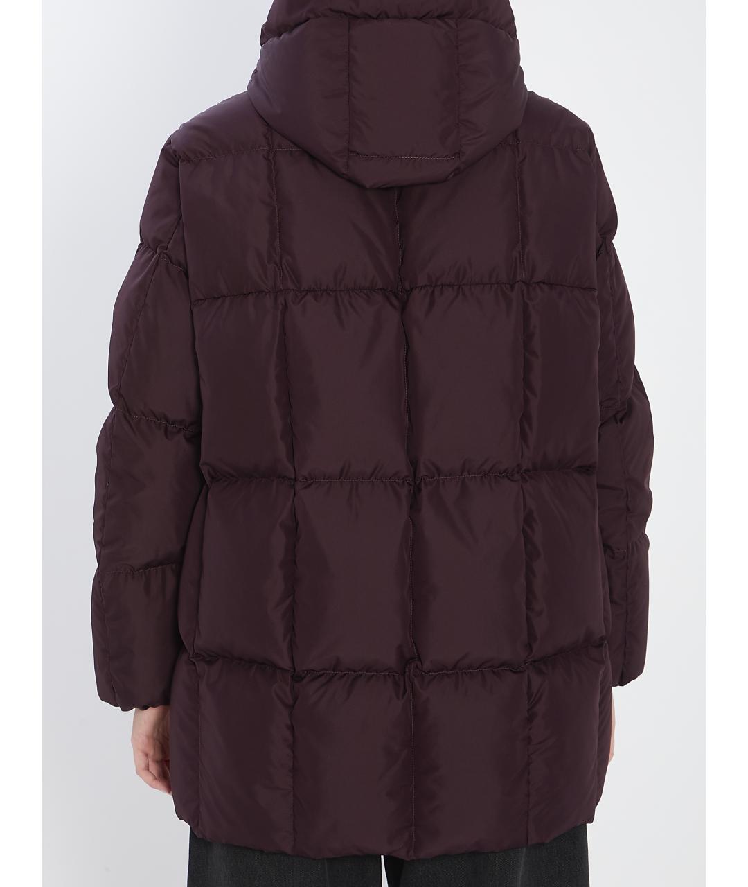 MONCLER Бордовый полиэстеровый пуховик, фото 5