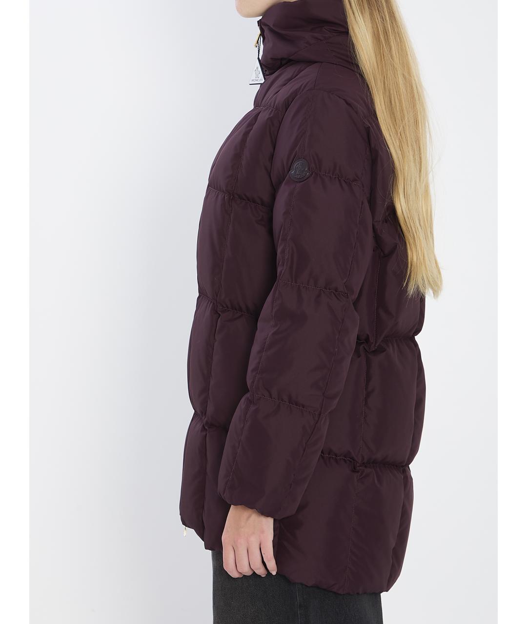 MONCLER Бордовый полиэстеровый пуховик, фото 4