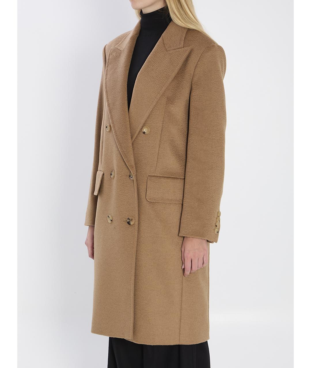 MAX MARA Бежевое атласное пальто, фото 3