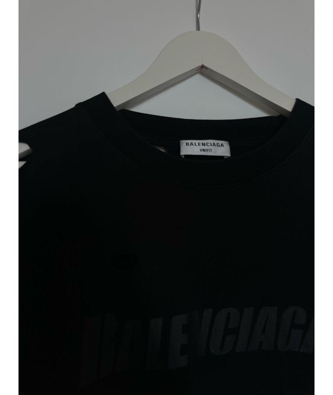 BALENCIAGA Черная хлопковая футболка, фото 4