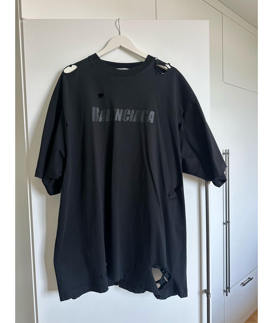 BALENCIAGA Черная хлопковая футболка, фото 7