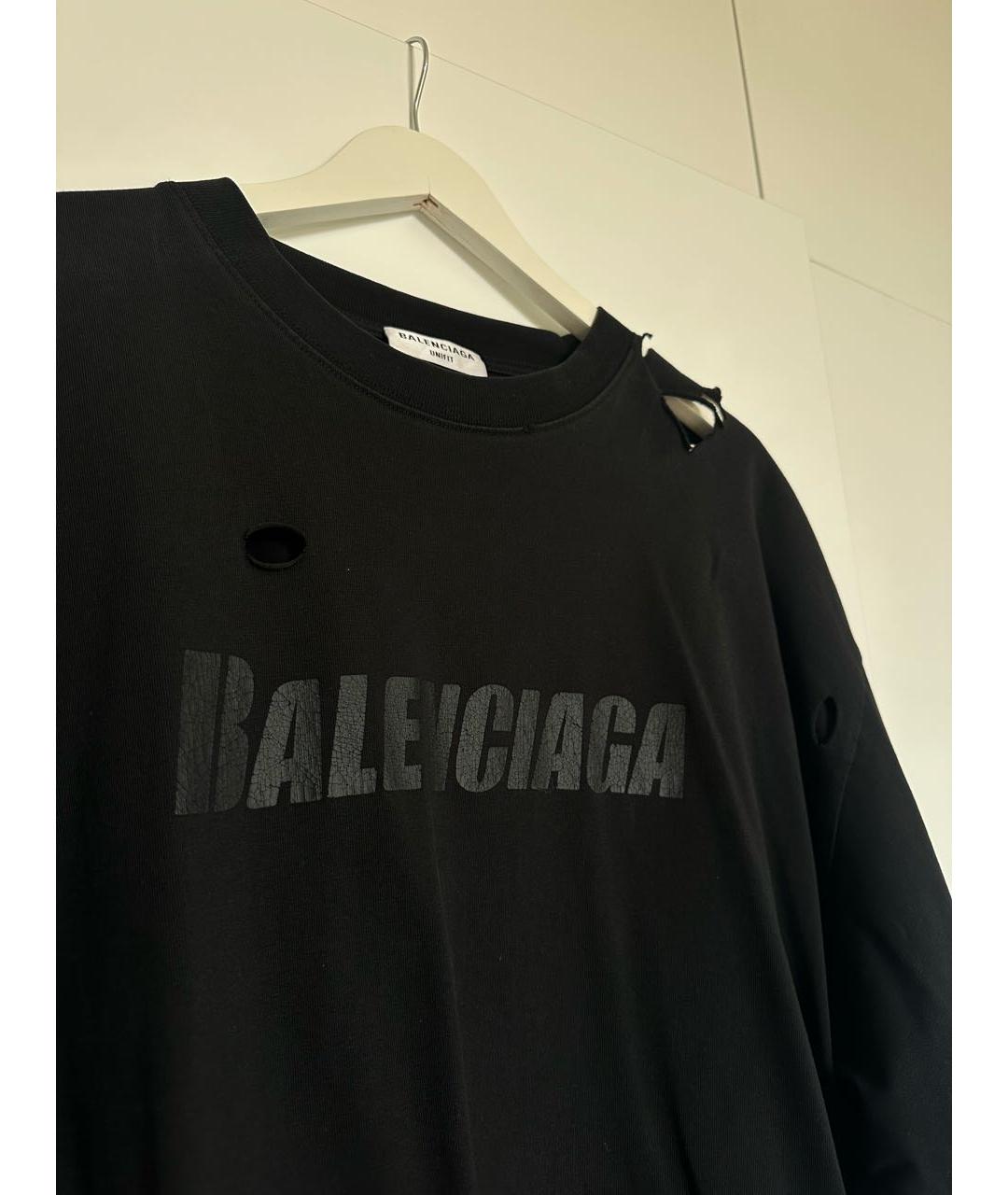 BALENCIAGA Черная хлопковая футболка, фото 3