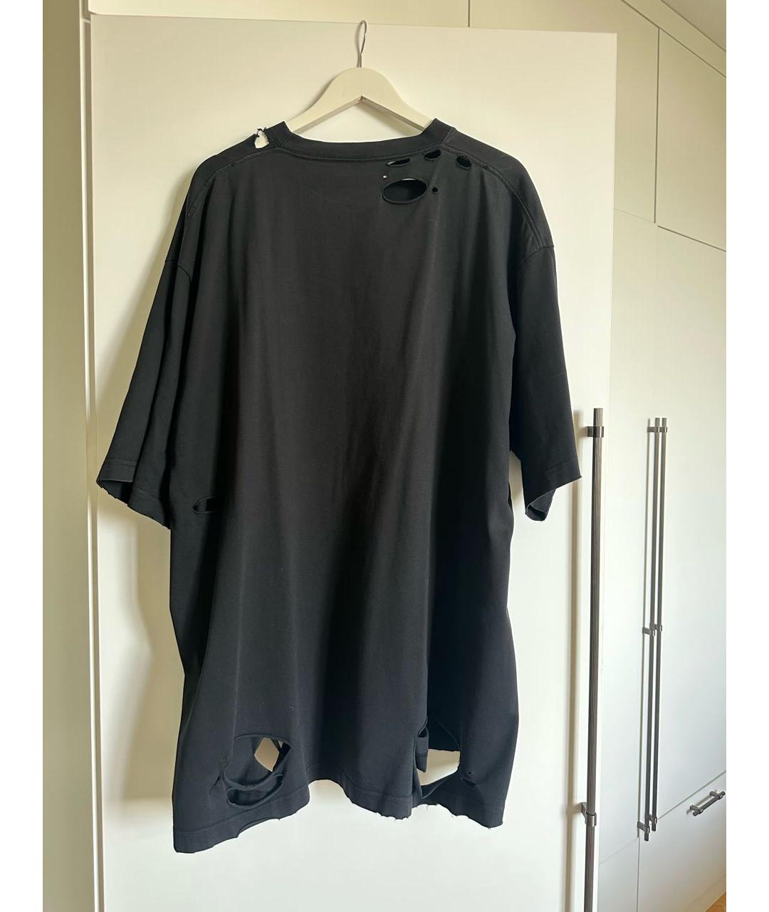 BALENCIAGA Черная хлопковая футболка, фото 2