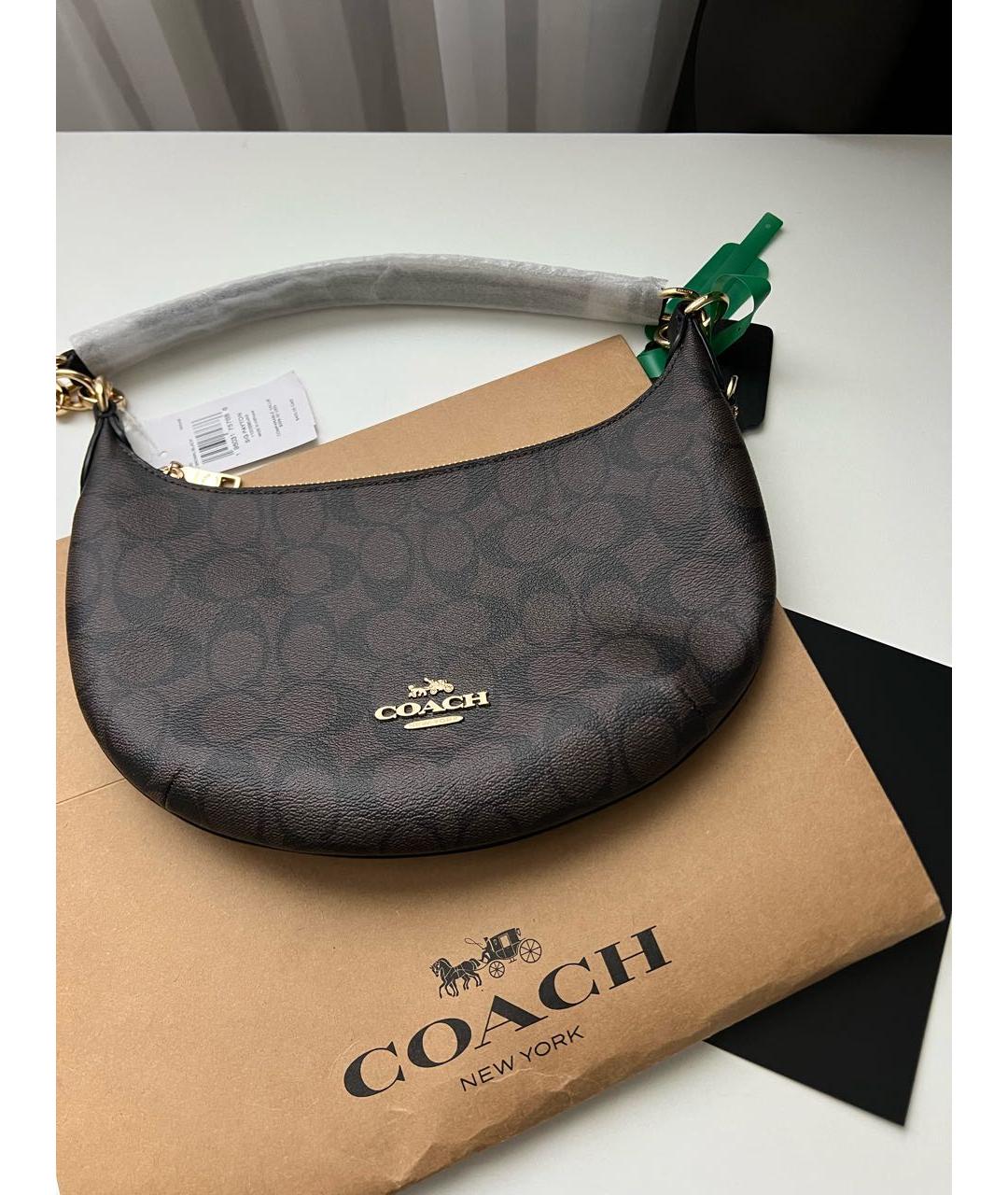 COACH Коричневая кожаная сумка через плечо, фото 2