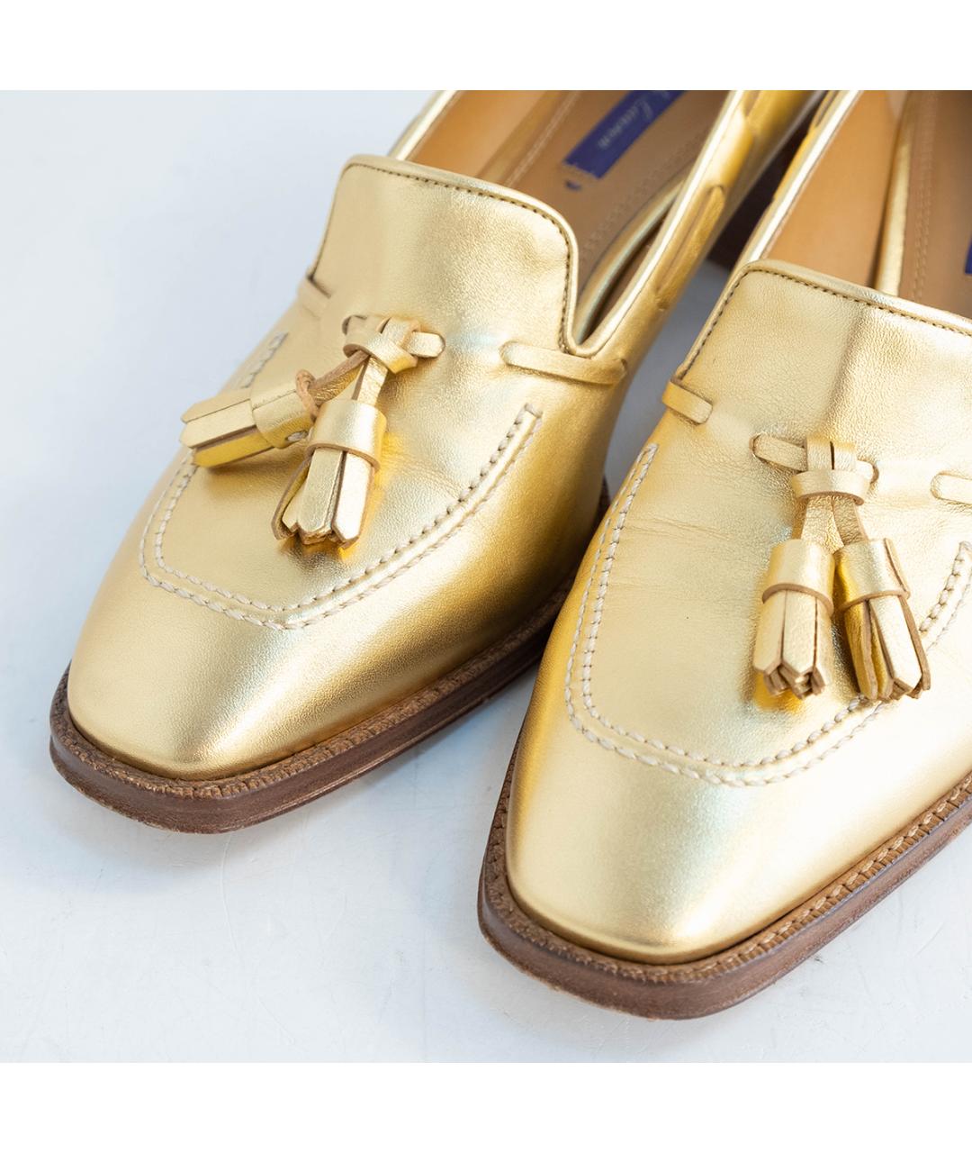 RALPH LAUREN Золотые кожаные лоферы, фото 3