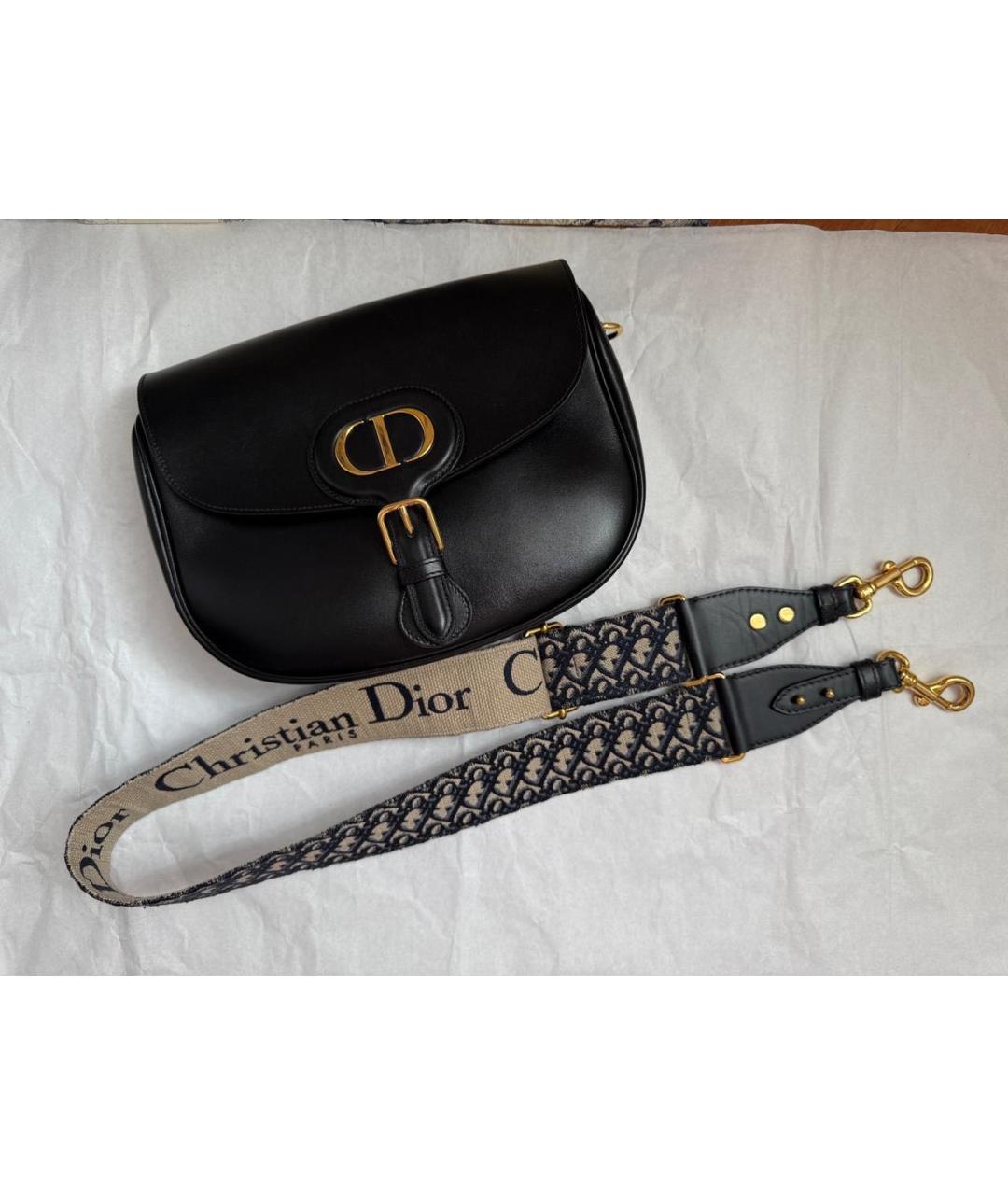 CHRISTIAN DIOR Черная кожаная сумка через плечо, фото 7