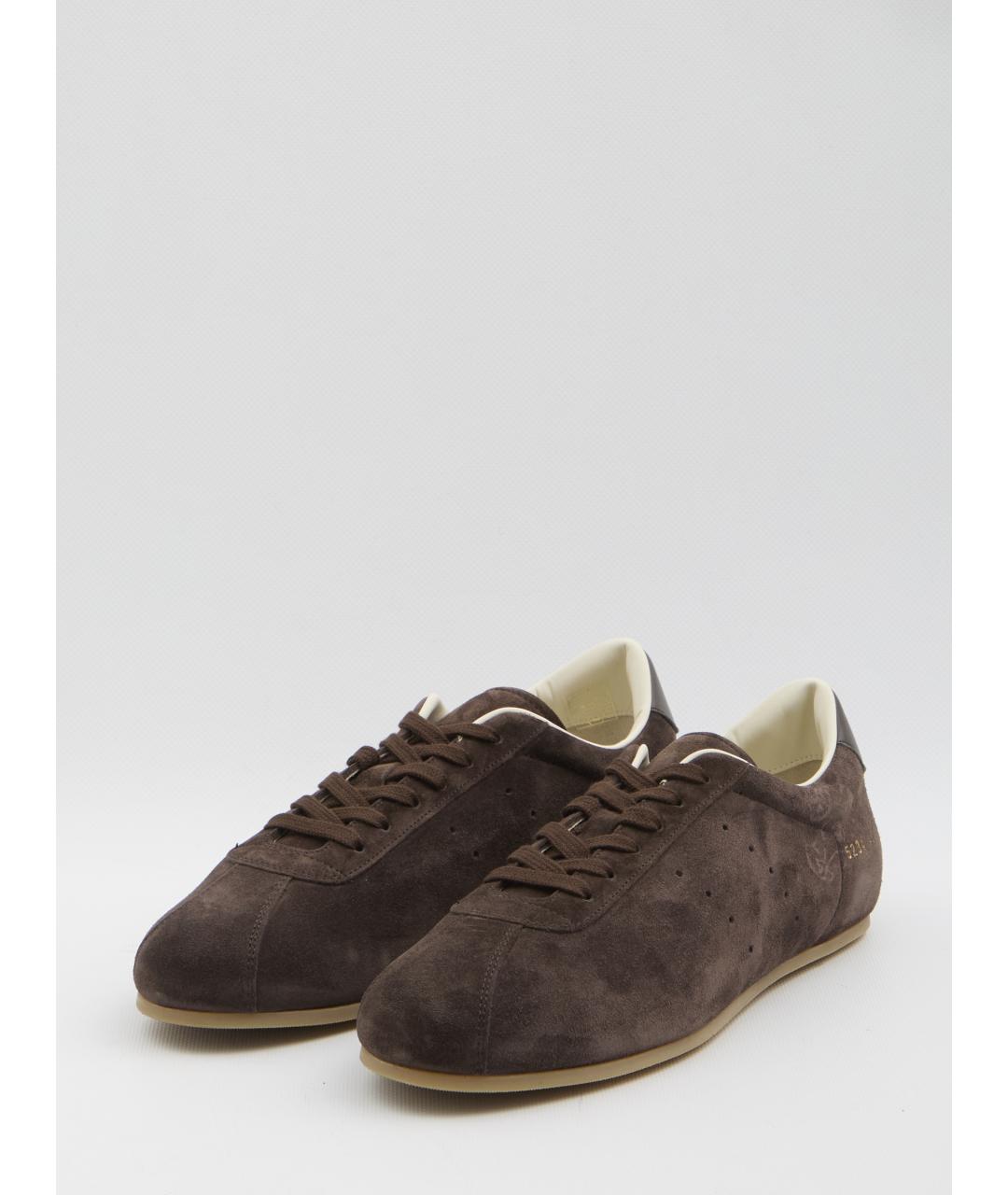 COMMON PROJECTS Коричневые замшевые низкие кроссовки / кеды, фото 2