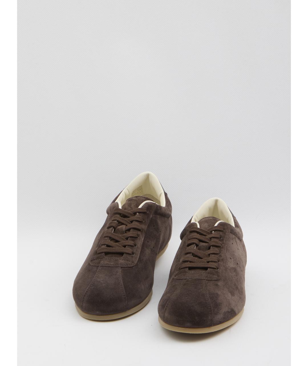 COMMON PROJECTS Коричневые замшевые низкие кроссовки / кеды, фото 5