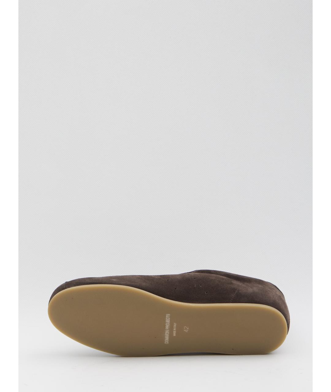 COMMON PROJECTS Коричневые замшевые низкие кроссовки / кеды, фото 4
