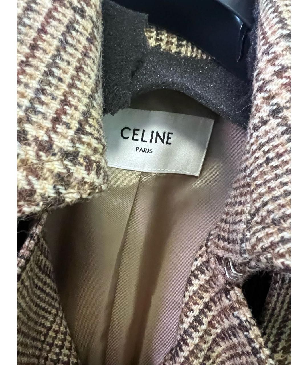 CELINE Коричневое шерстяное пальто, фото 6