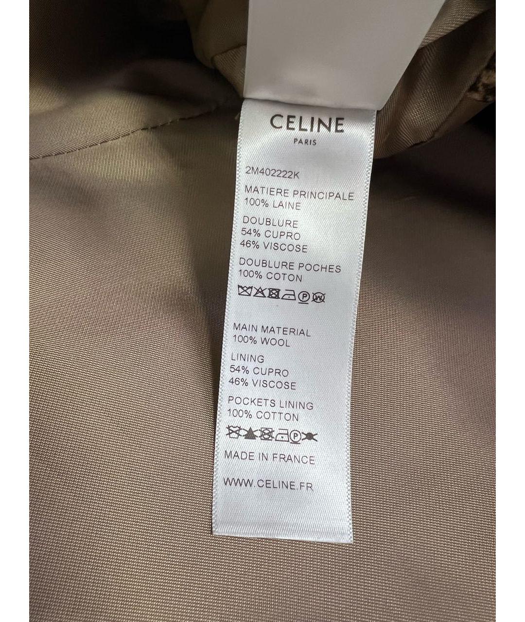 CELINE Коричневое шерстяное пальто, фото 4