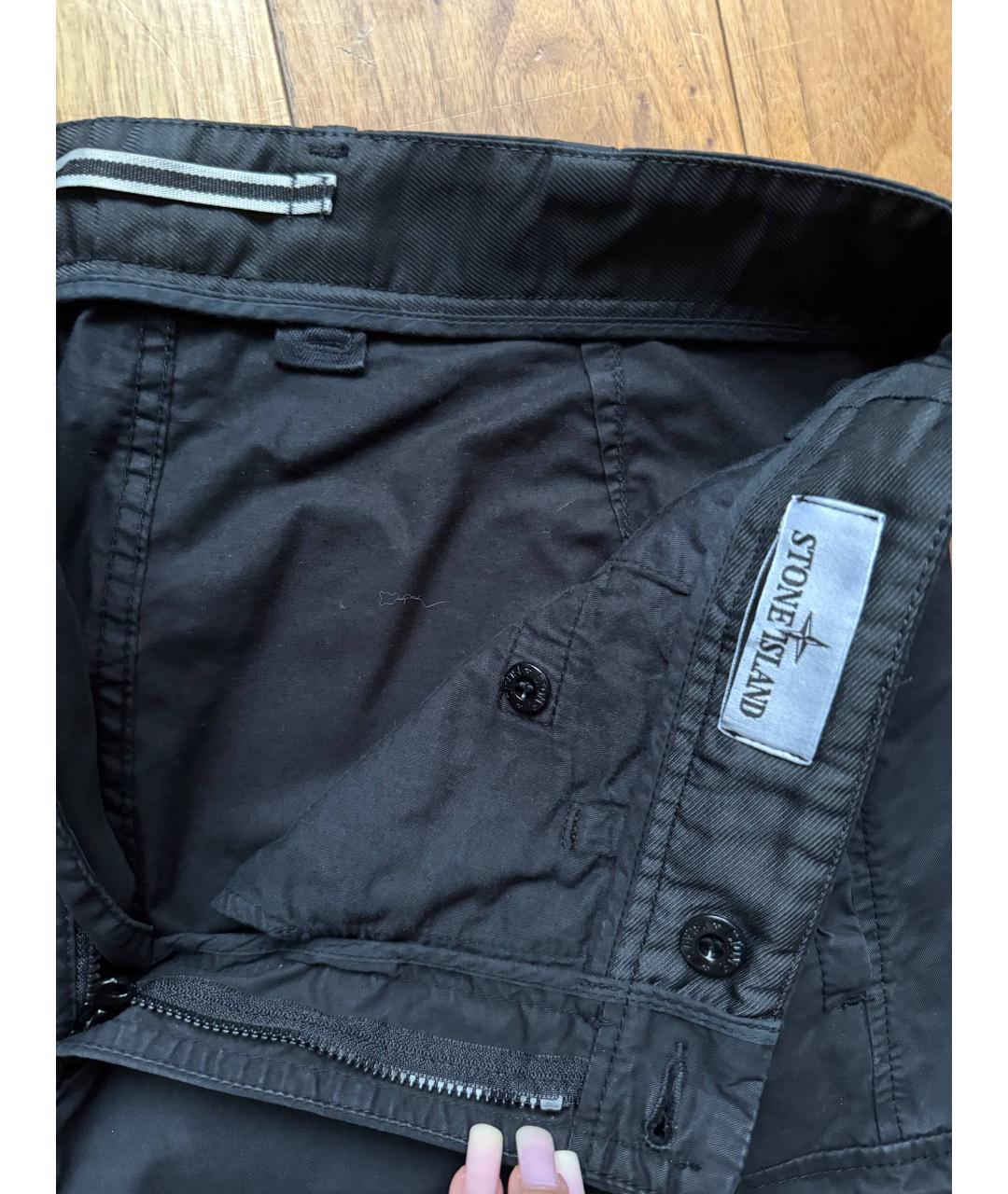 STONE ISLAND Черные хлопковые повседневные брюки, фото 4