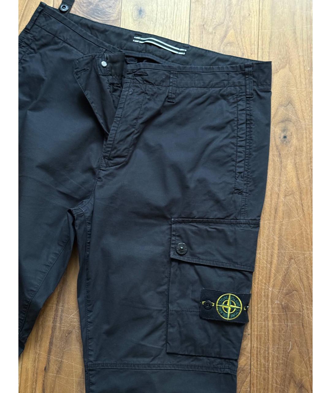 STONE ISLAND Черные хлопковые повседневные брюки, фото 3