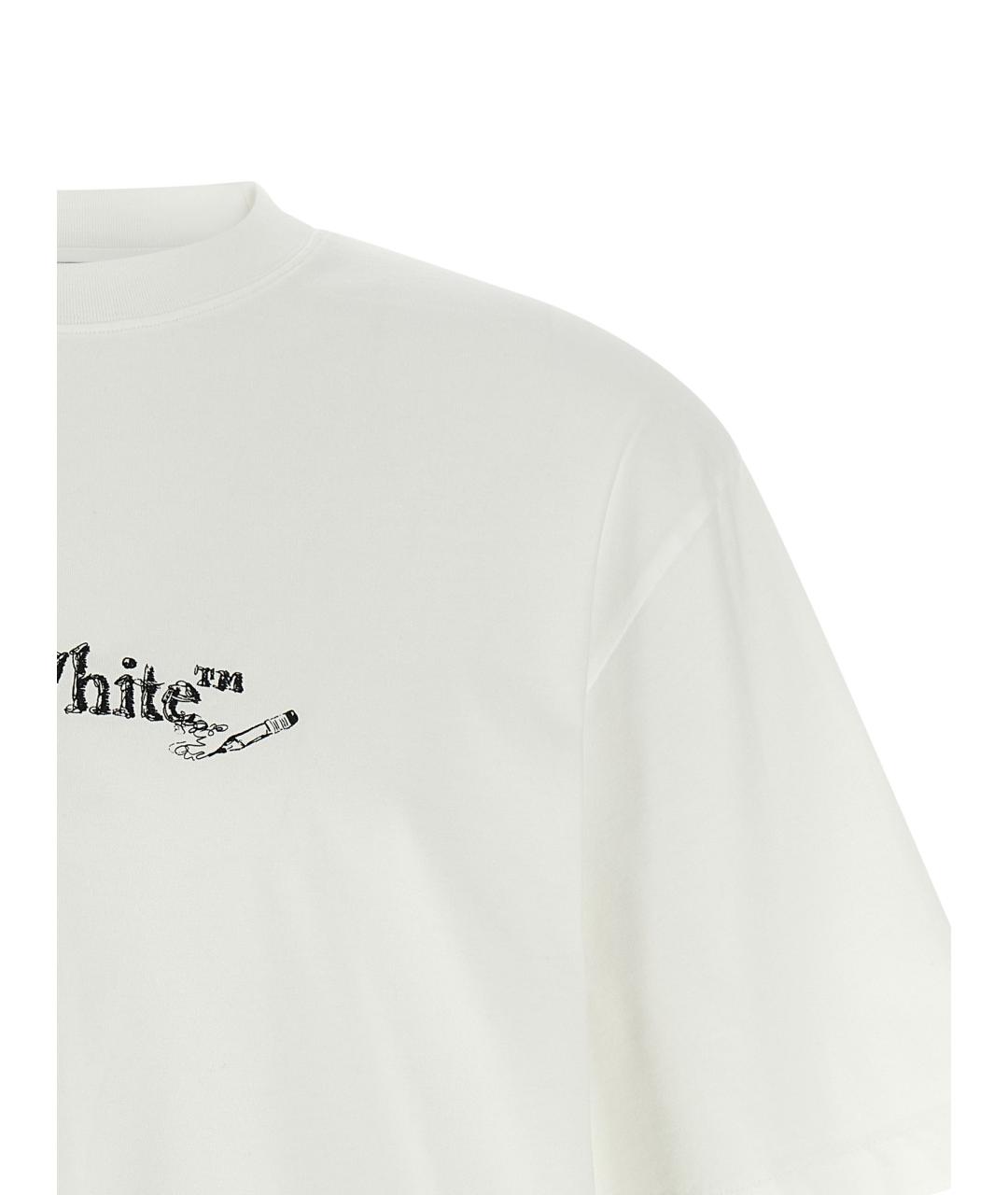 OFF-WHITE Белая хлопковая футболка, фото 3
