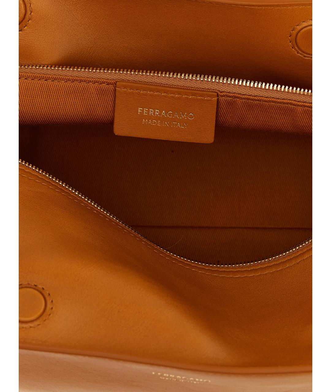 FERRAGAMO Оранжевая кожаная сумка через плечо, фото 4