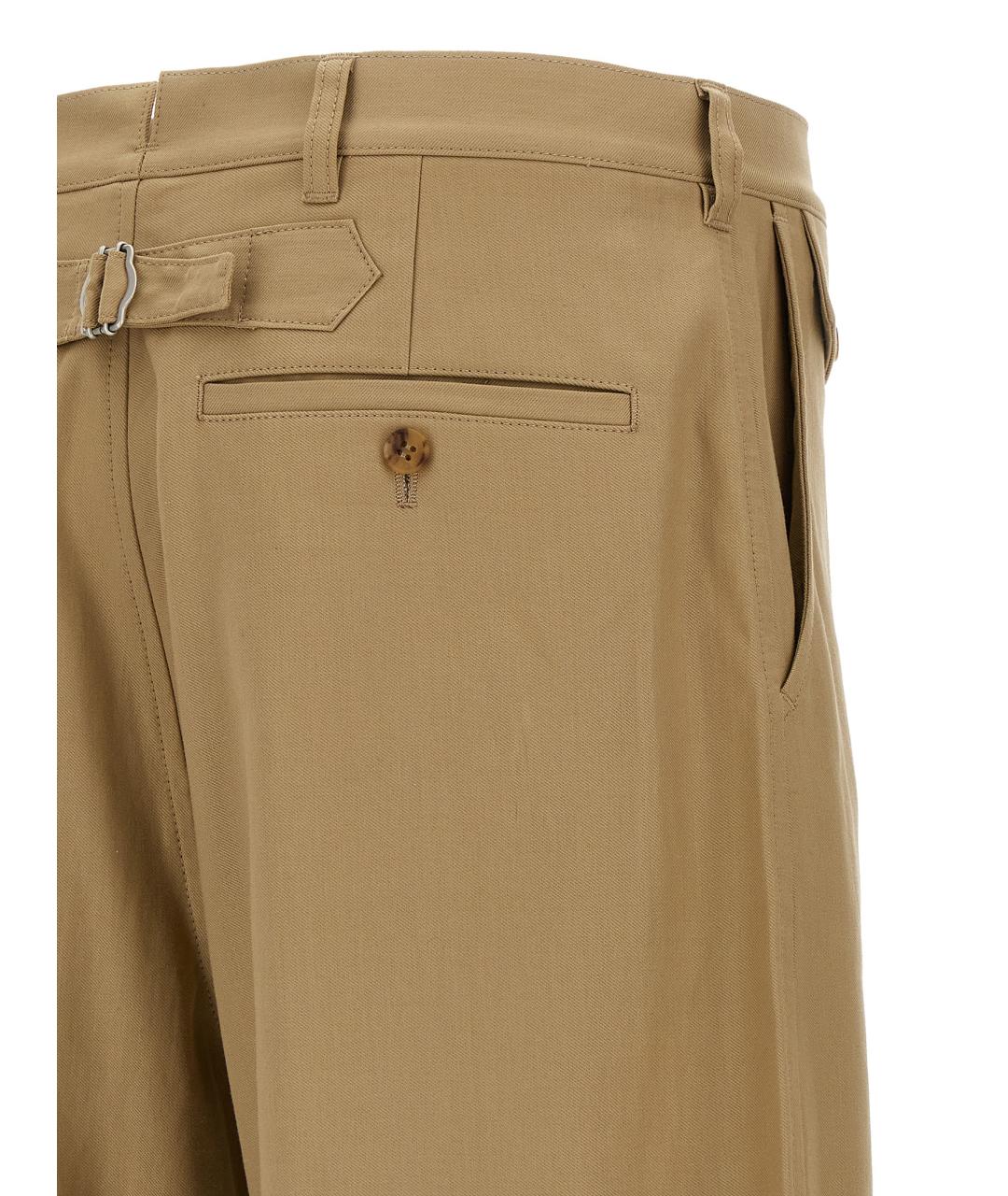 COMME DES GARÇONS HOMME PLUS Бежевые хлопковые повседневные брюки, фото 4