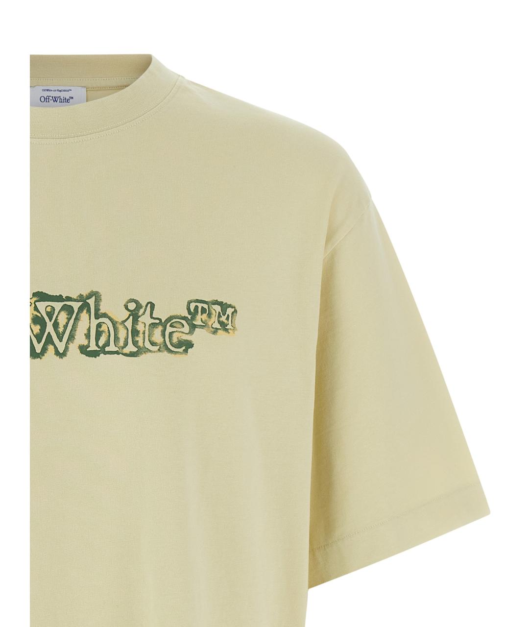 OFF-WHITE Бежевая хлопковая футболка, фото 3