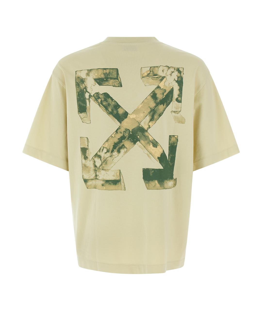 OFF-WHITE Бежевая хлопковая футболка, фото 2
