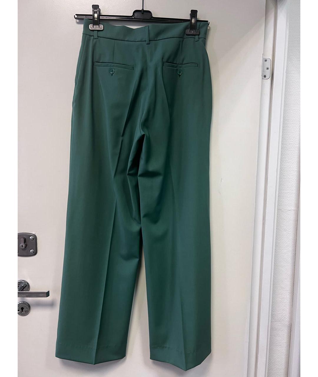 WEEKEND MAX MARA Зеленые шерстяные брюки широкие, фото 3