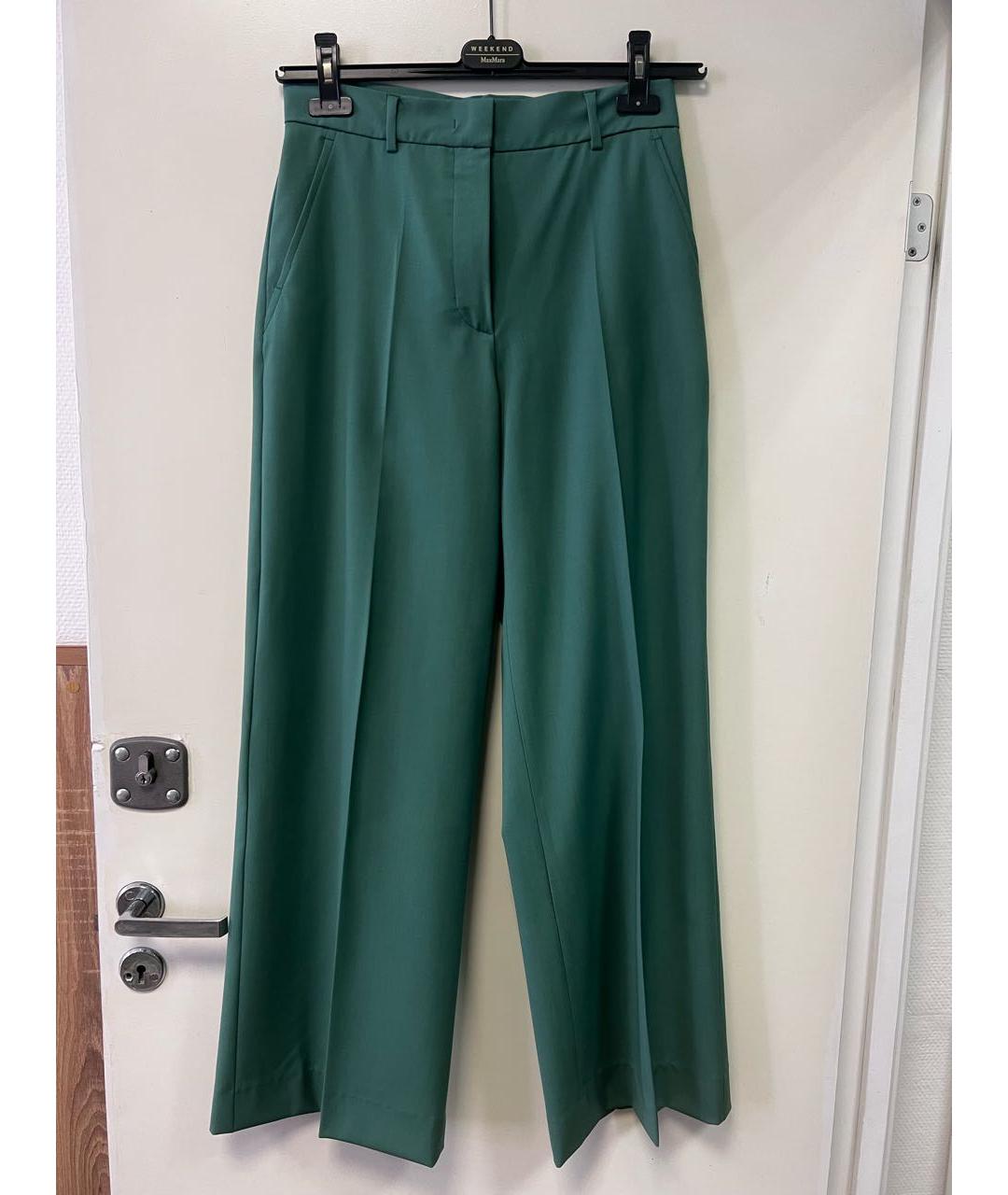 WEEKEND MAX MARA Зеленые шерстяные брюки широкие, фото 2