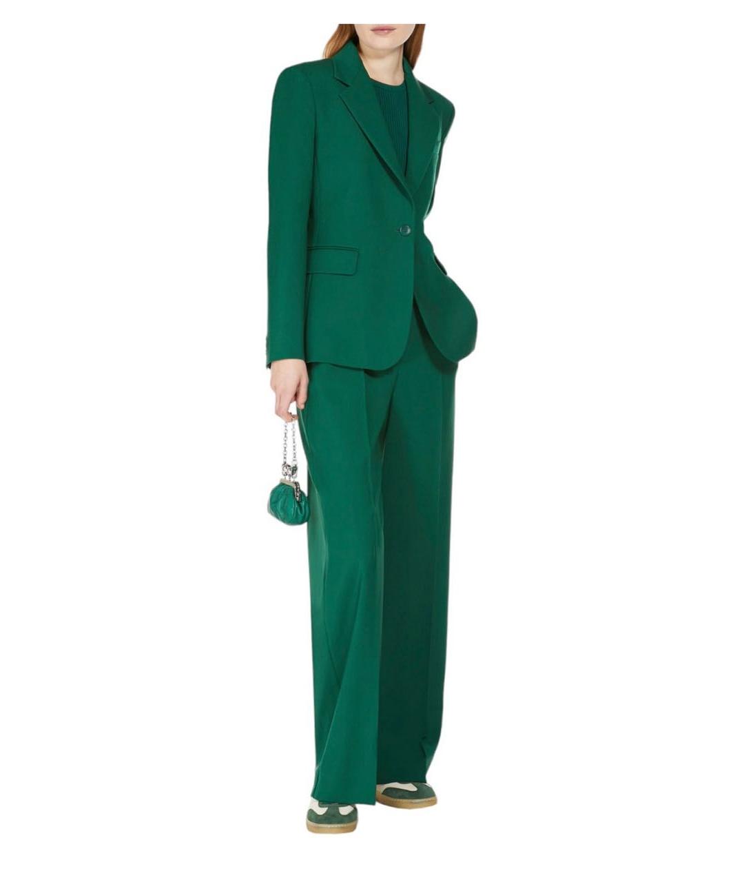 WEEKEND MAX MARA Зеленые шерстяные брюки широкие, фото 7