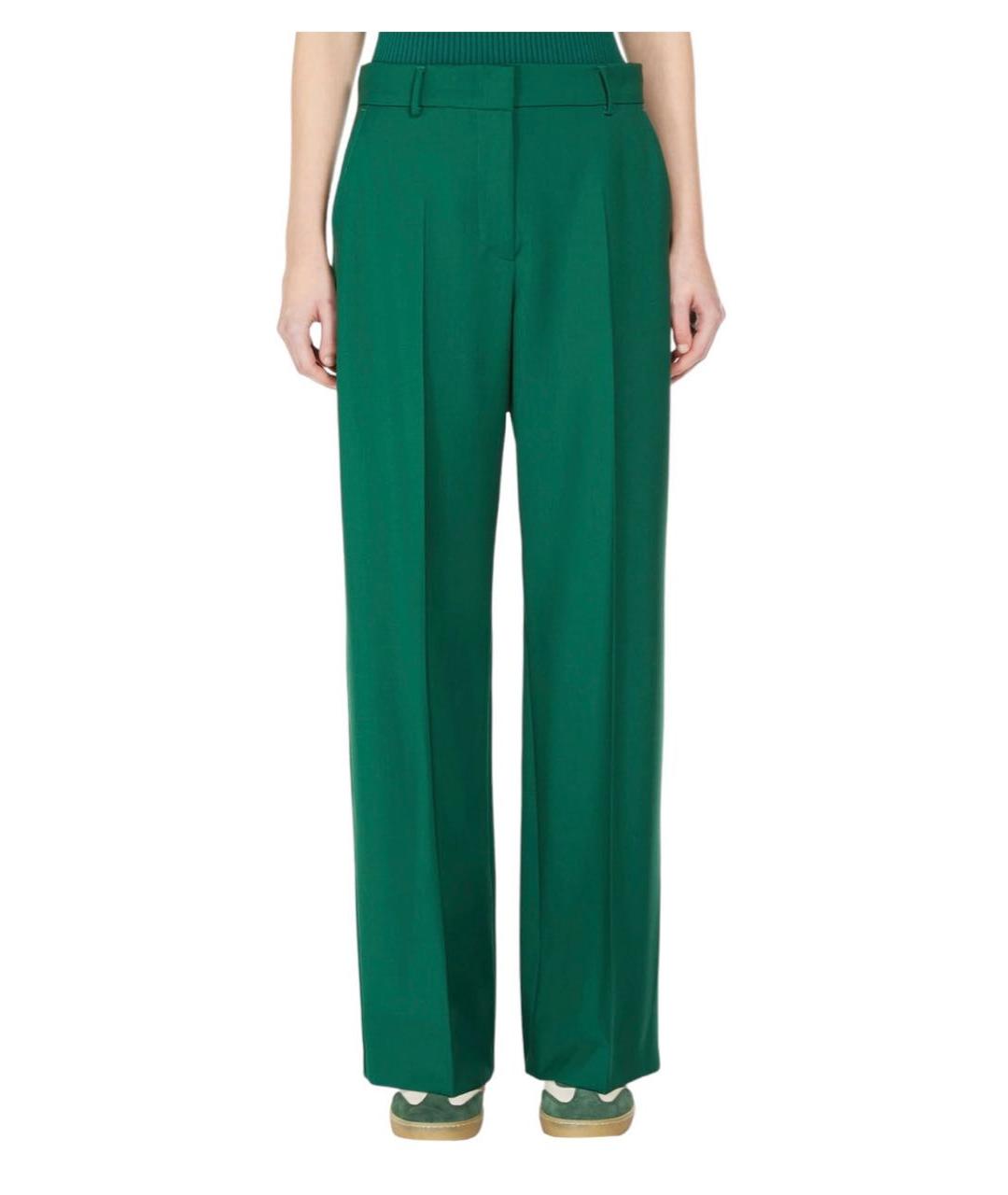 WEEKEND MAX MARA Зеленые шерстяные брюки широкие, фото 5