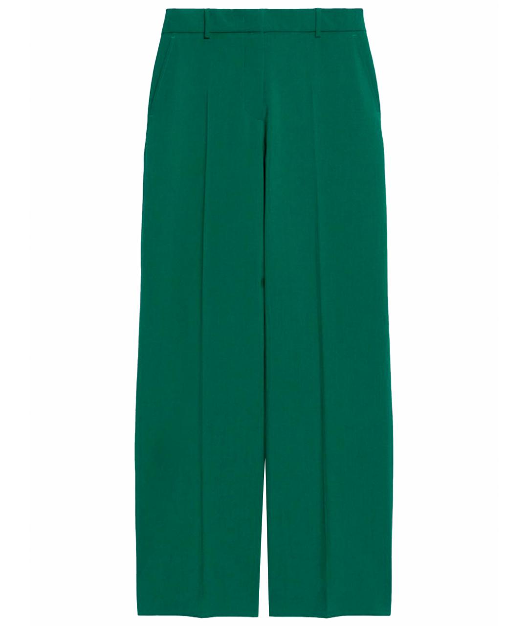 WEEKEND MAX MARA Зеленые шерстяные брюки широкие, фото 1