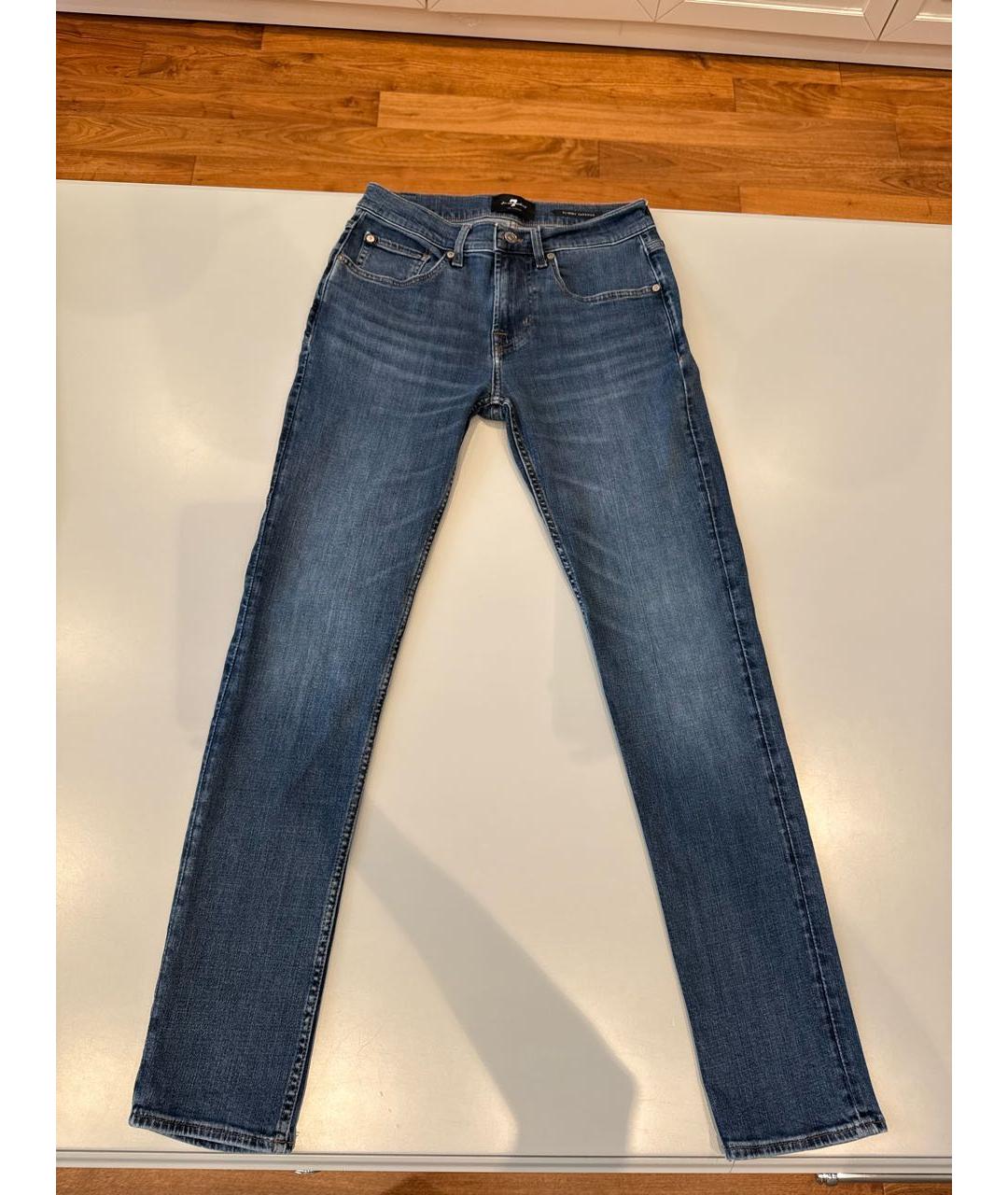 7 FOR ALL MANKIND Синие хлопковые джинсы скинни, фото 4