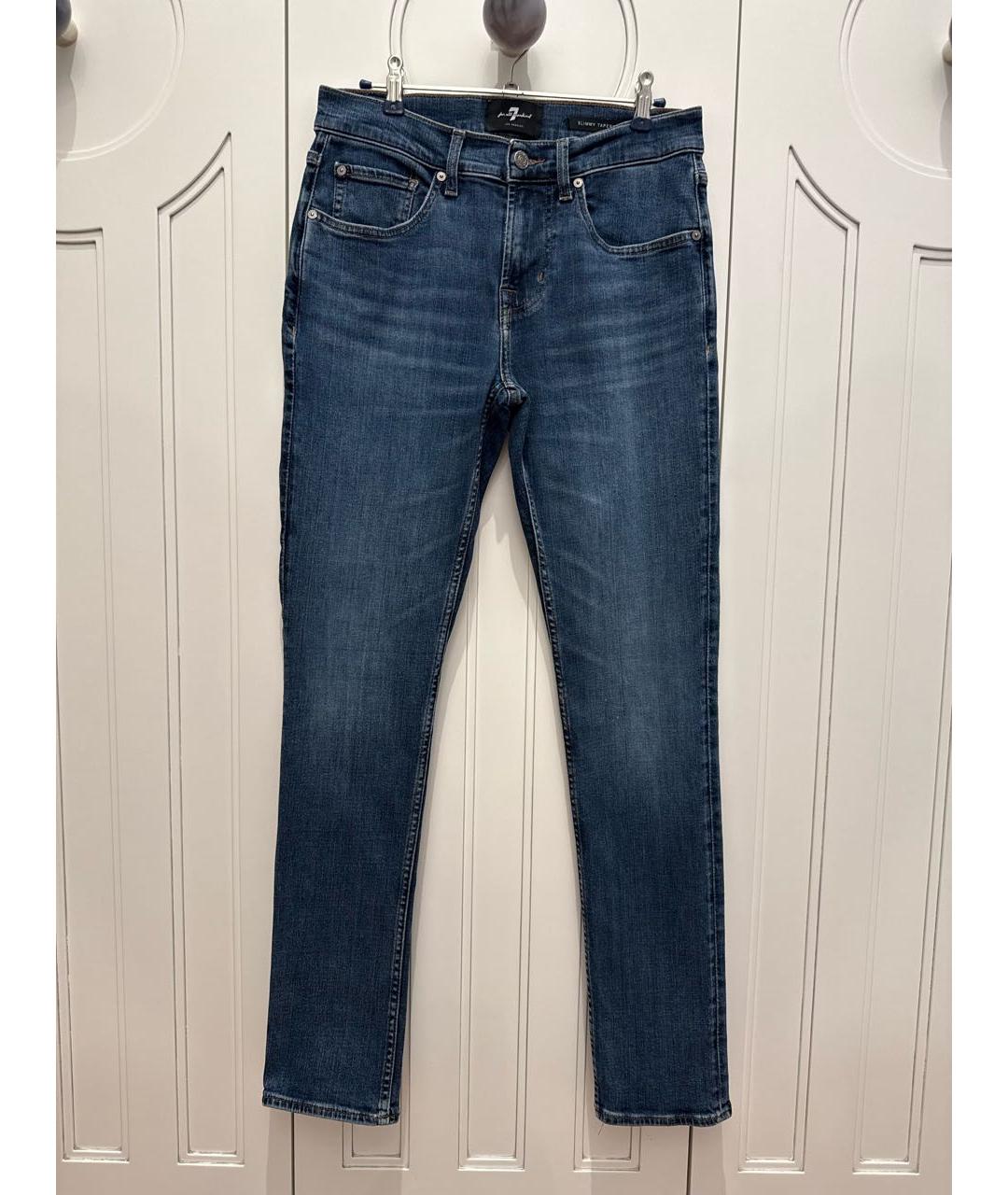 7 FOR ALL MANKIND Синие хлопковые джинсы скинни, фото 8