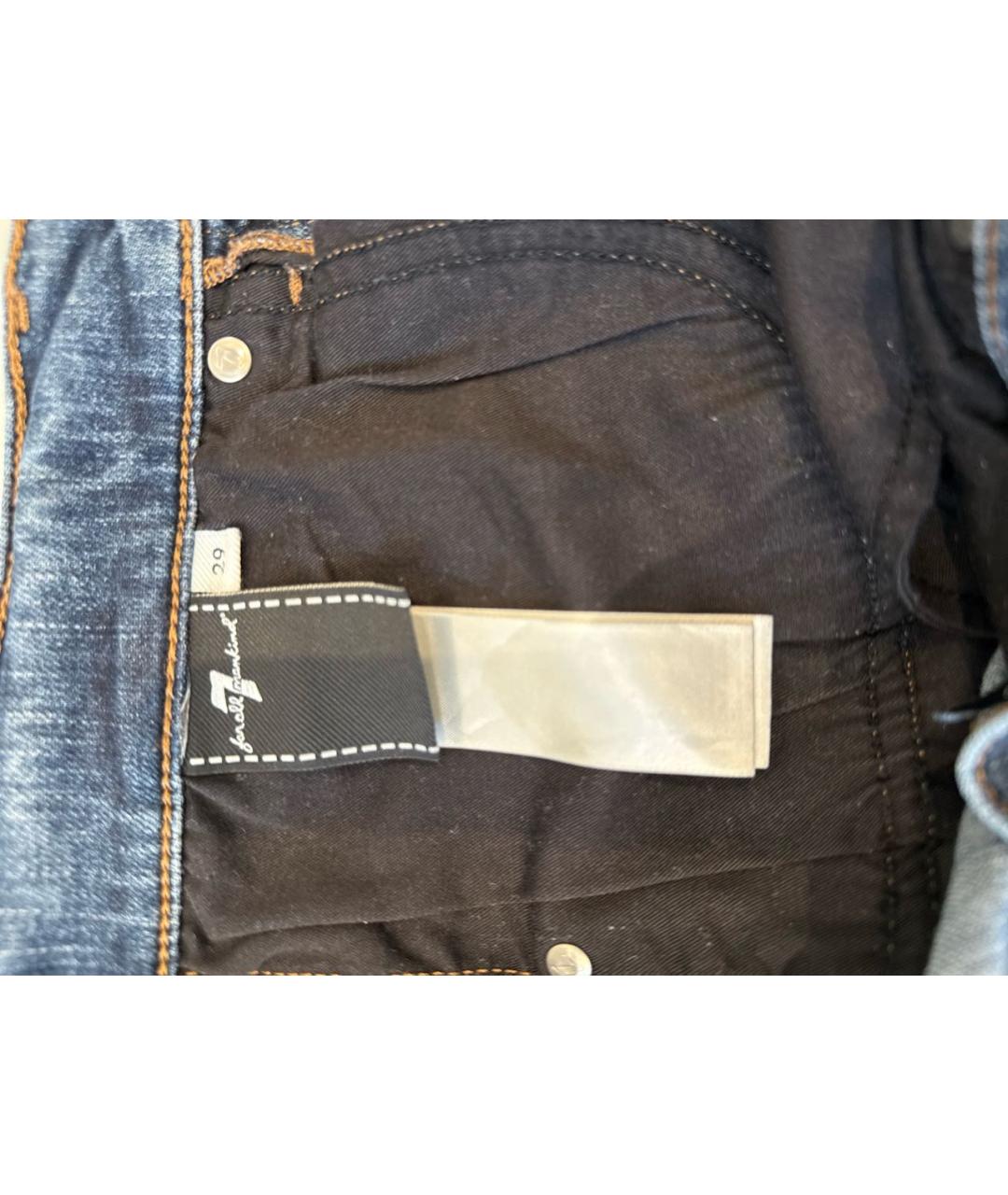 7 FOR ALL MANKIND Синие хлопковые джинсы скинни, фото 5