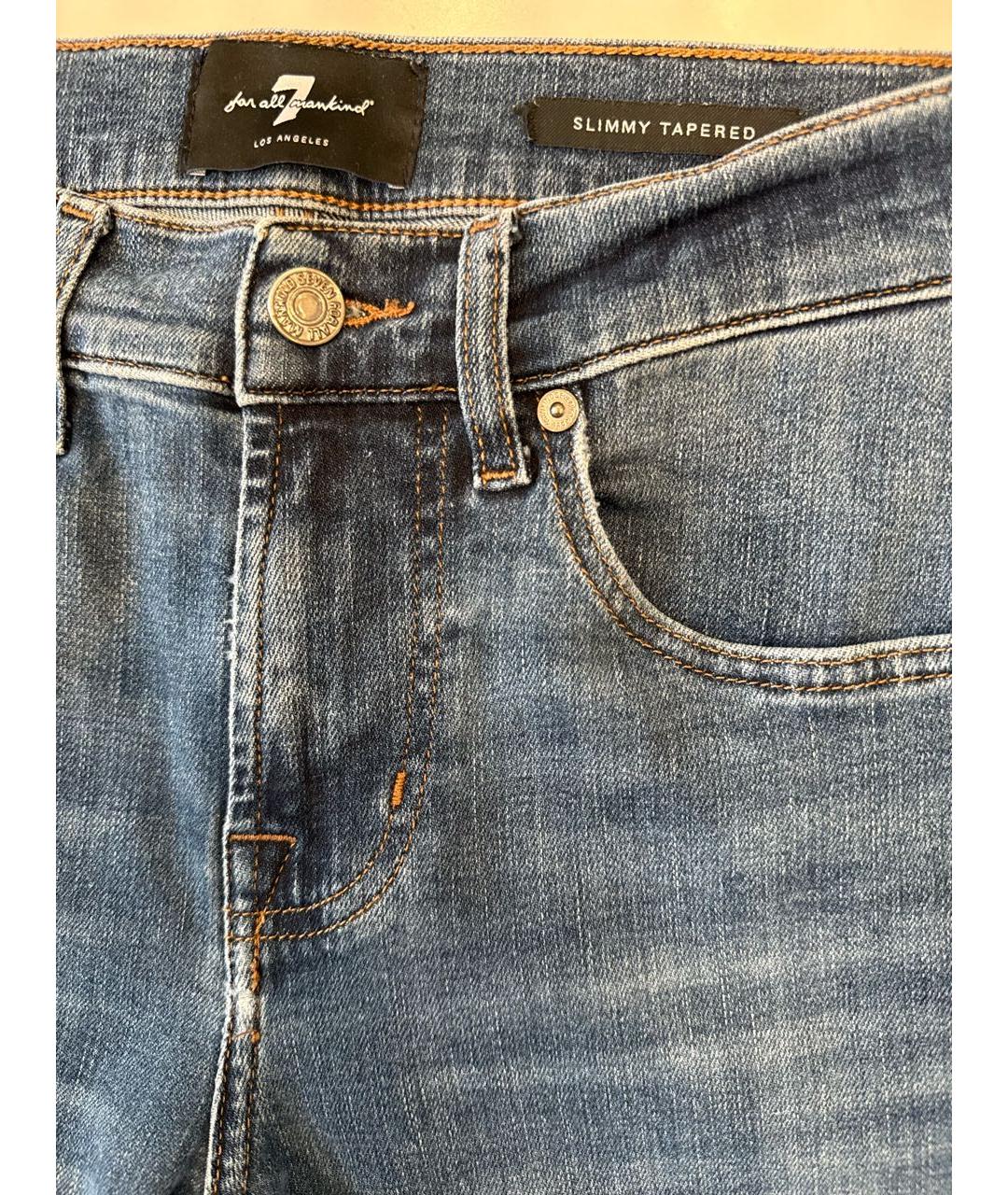 7 FOR ALL MANKIND Синие хлопковые джинсы скинни, фото 2